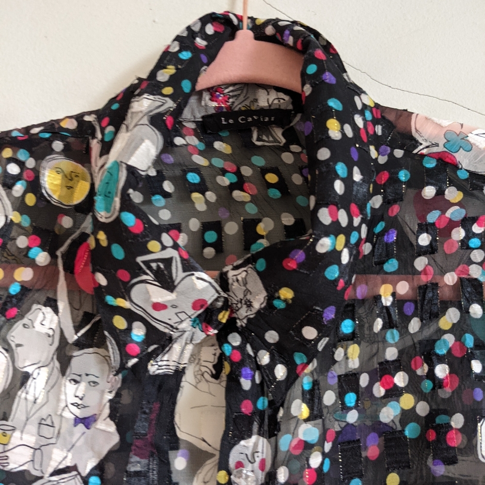 Funky Pattern See-Through Blouse - Picture 9 of 12